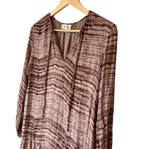 Anthropologie Cloth & Stone Mauve Tiered Striped Maxi Dress, Small - Picture 5 of 11